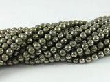 Natural Pyrite Gemstone Beads 4-12mm Round Beads 1 String