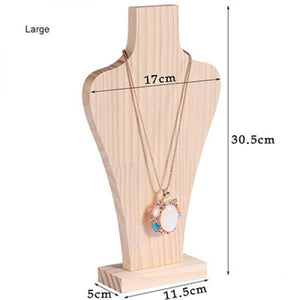 Wood Mannequin Bust Earrings Necklace Shop Window Jewelry Display