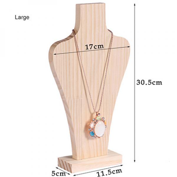 Wood Mannequin Bust Earrings Necklace Shop Window Jewelry Display