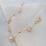 Pink Purple Akoya Pearl Station Bracelet for Women
