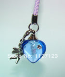25pcs Small Heart Rice Vials Pendants Glass Spray Perfume Bottles