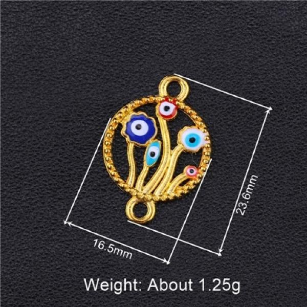 Enamel Evil Eye Charm Connectors for Jewelry Making