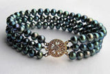 3-Row Pearl Yellow Flower Clasp Bracelet
