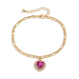 Colorful Crystal Heart Charm Bracelet Ladies Jewelry Boho INS Jewelry