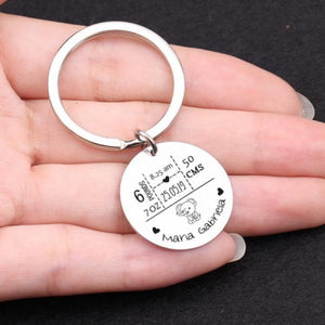 FLYANGEL Baby Stats Keychain Engraved Elephant Keepsake