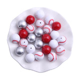 20mm Baseball Mixed Large Acrylic Beads 50pcs