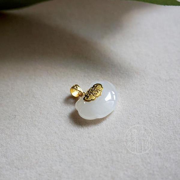 Vintage RUYI Lock Jade 24KT Necklace