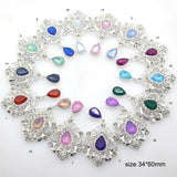 10Pcs 34*60mm Rhinestone Flat Brooch DIY Jewelry Accessory Craft