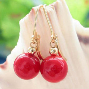 Arrival Unique AA 10mm Red Shell Pearl Dangle Earrings