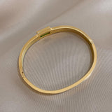 Green Zircon Stainless Steel Bangles Bracelets Women Waterproof Jewelry
