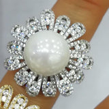 Pearl Flowers Rings CZ Finger Rings Beads Charm Ring Bohemian Jewelry