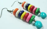 Colorful Wood Turquoise Dangle Fine Earrings for Women Girl Party Gift