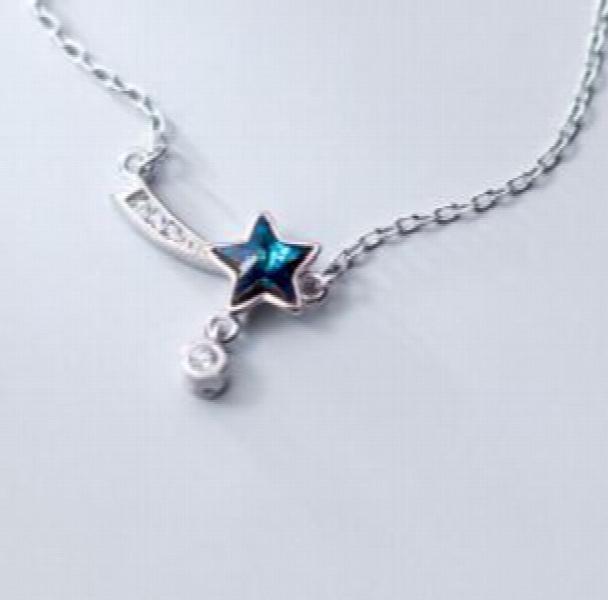 S925 Silver Moon Zircon Pendant Necklace