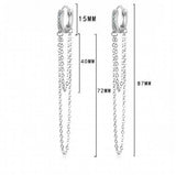 925 Silver CZ Tassel Hoop Earring Wedding Jewelry RHE850
