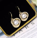 6-7mm Freshwater Pearl 925 Silver Earrings with Zircon, Versatile Design