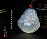 Koraba Natural Chalcedony Agate Chinese Jade Icy Pendant Maitreya Buddha