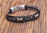 Leather Hemp Braided Surfer Wristband Bracelet Cuff