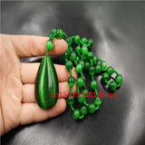 Green Cat Eye Stone Water Drop Pendant Charm Necklace