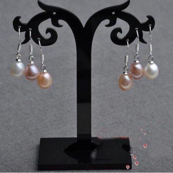 925 Silver Pink Lavender Rice Freshwater Pearl Earrings
