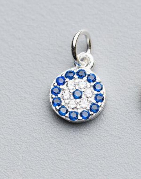 925 Sterling Silver Round Charms Zircon Pendants DIY Jewelry Making