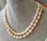 Pink 8-9mm 2 Rows Rice Freshwater Pearl Necklace