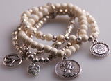 Stone Beads Bracelet with Peace, Heart, and Princess Charm