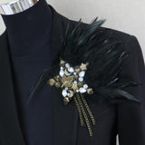 Alloy Chain Lapel Pin Punk Feather Brooches Wedding Party Corsage