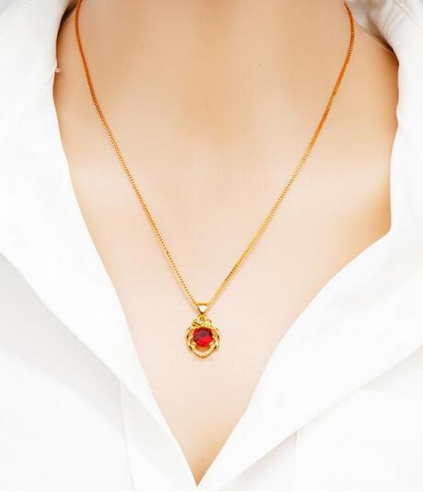 18K Copper Electroplated Ruby Crystal Pendant