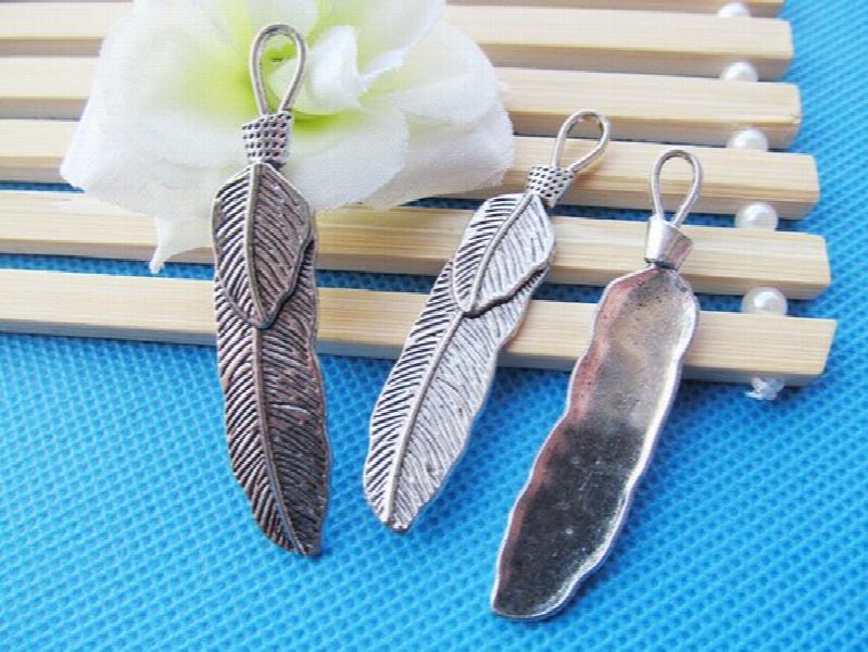 50pcs Vintage Filigree Feather Pendant Charm for DIY Jewelry Making