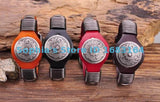 S542 Vintage Floral Studded Men's Leather Bracelet
