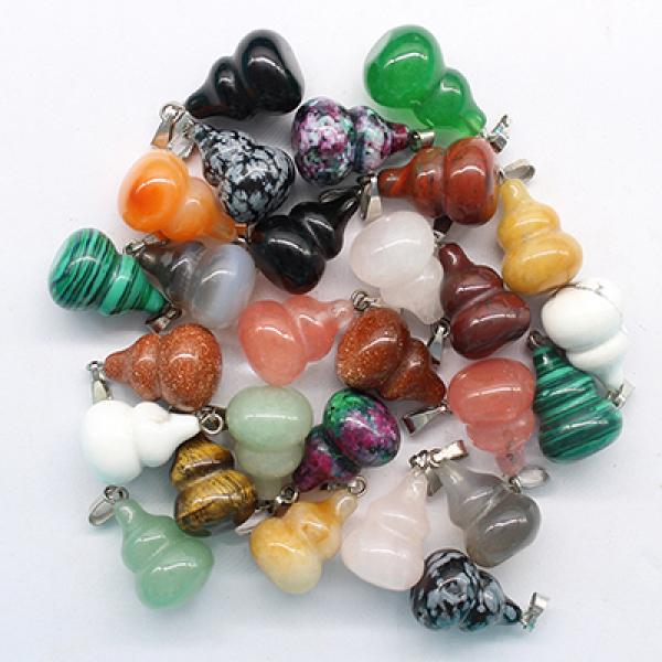 Mixed Natural Stone Calabash Pendant Necklace DZ153 Wholesale