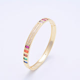 Iridescent Crystal Gold-Color Bangle Women Bracelet