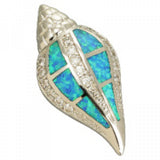 JLP363 Conch Opal Zircon Pendant Necklace