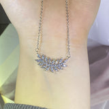 Leaves Flowers Chain Pendant Necklace For Women Diamond Crystal Gift Jewelry