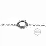 925 Sterling Silver Oval Prong Bezel Settings CZ Stone DIY Charm Bracelet