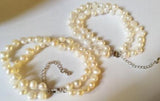 Baroque Pearl Bracelet 2 Strands Extend Chain Clasp Real Freshwater Pearl