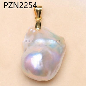 925 Silver Sterling Natural Baroque Pearl Pendant Necklace Retro Clasp PZN