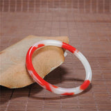 Natural Chicken Blood Jade Two-tone Bangle Princess Jewelry Gift