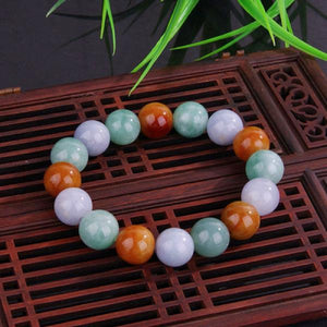 Natural Burmese Jadeite Round Bead Bracelet Unisex Gift