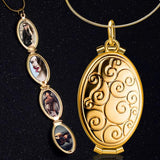 Floral Carved Oval Locket Pendant Necklace