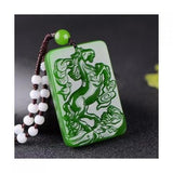 Natural Green Jade Horse Pendant Necklace Hand-Carved Amulet