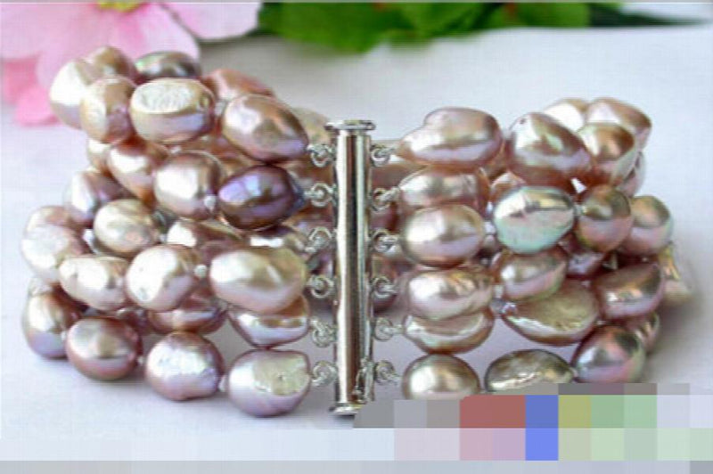 6-Row Lavender Baroque Pearl Bracelet