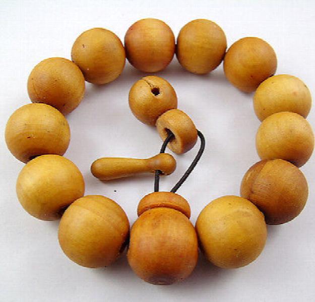 17mm Peach Wood Beads Buddhism Bracelet