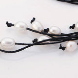 Pearl Jewelry Brown Leather Necklace Freshwater Pearls Wedding Birthday Gift