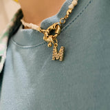 Copper Initial Necklace with Freshwater Pearl Chain