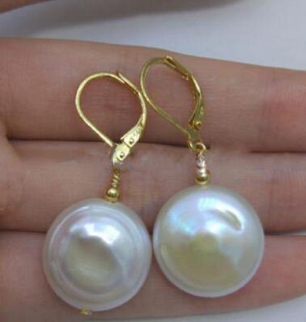 13-14mm Baroque South Sea Pearl Earrings 14K YELLOW