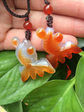 Natural 7A Agate Fish Hand-Carved Red Green Jade Pendant
