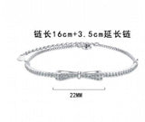 925 Silver Crystal Bowknot Bracelet for Women Wedding Jewelry