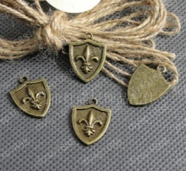 100pcs Antique Bronze Shield Charms for Jewelry Making DIY