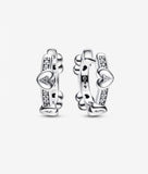 Heart Shaped Red Diamond Earrings - 925 Sterling Silver